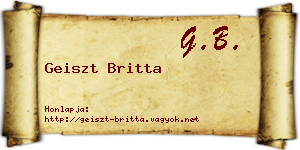 Geiszt Britta névjegykártya
